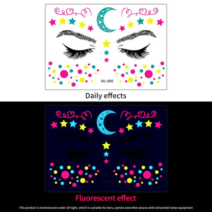3D Face Eyes Party Makeup Tattoo Sticker Acrylic Diamond Rhinestones Sticker Self-adhesive Mixed Crystal Face Decoration Sticker
