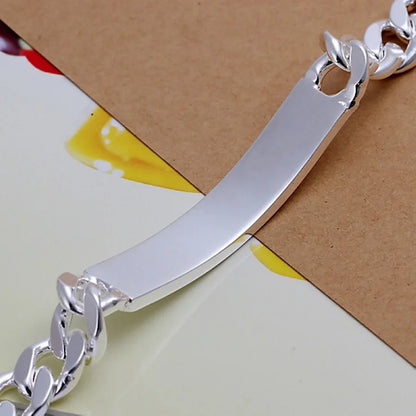 20CM Charm Silver Color Bracelet Design Noble Pretty 10mm Mens Chain Jewelry Fashion Geometric Free Shipping Factory Price