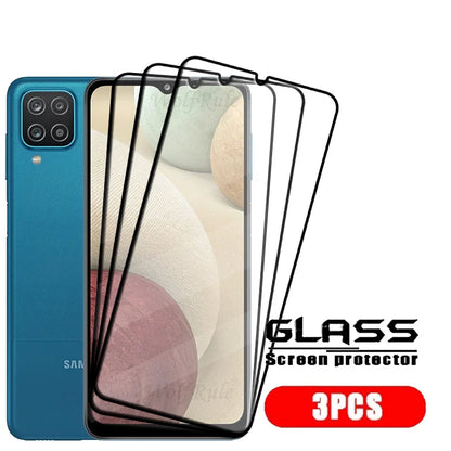 4PCS Full Cover Glass For Samsung A12 Glass Samsung Galaxy A12 Glass Full Glue Cover 9H HD For Screen Protector Samsung A12 A 12