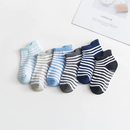 6/12 Pairs/lot 0-5 Yrs Cotton Children's Anti-slip Boat Socks For Boys Girl Low Cut Floor Kid Sock With Rubber Grips Polka dot
