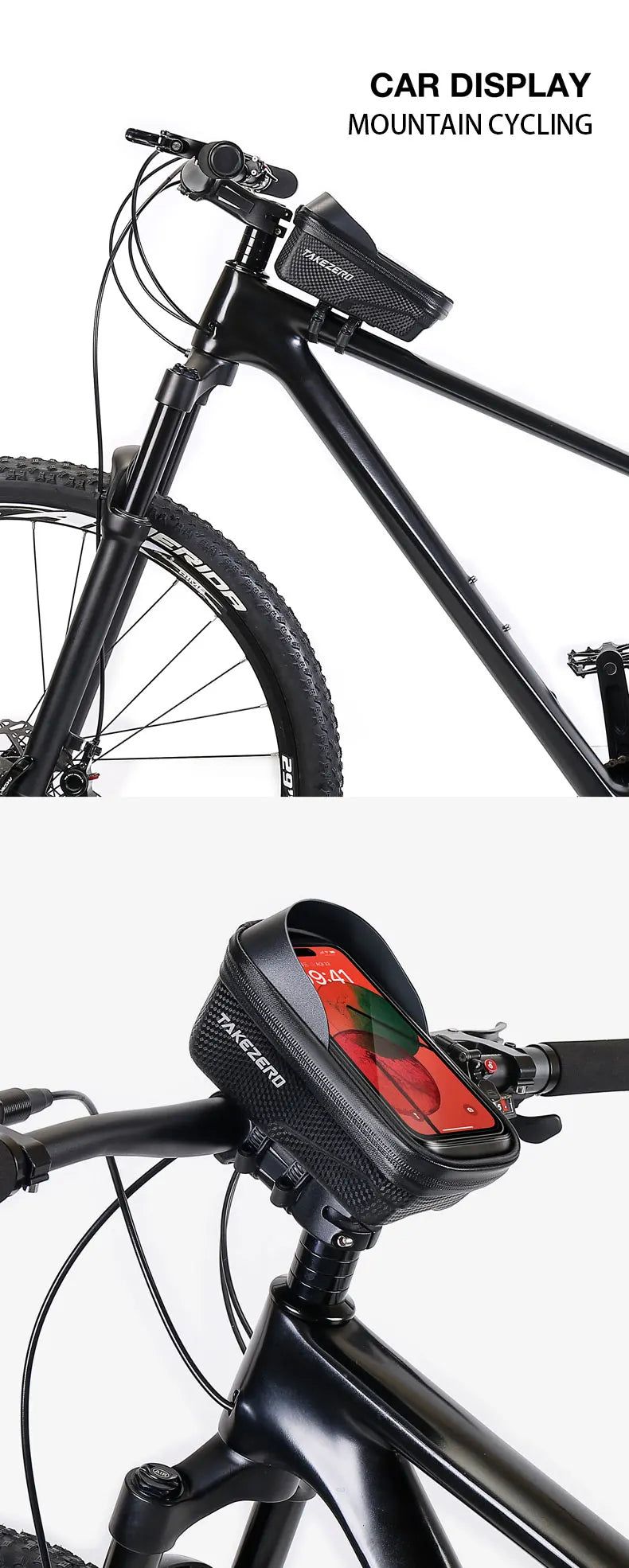 TAKEZERO A2X Mountain Bike EVA Hard Shell Bicycle Bag - Quick-Release Front Bar Bag for Handlebar Mount, Cycling Equipment
