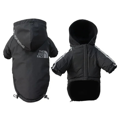Pet Hoodie Sweatshirt Pullover Reflective Waterproof Dog Jacket with Fleece Lining Polyester Costume for Small Medium Breeds