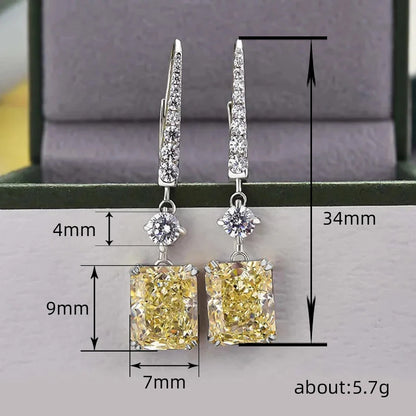 Temperament Yellow CZ Dangle Earrings for Women Modern Fashion Newly Designed Bridal Wedding Earrings Luxury Lady Jewelry