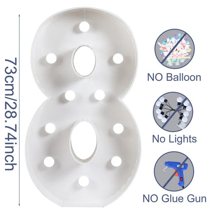 Giant Birthday Figure Led Light Balloon Filling Box 1st Birthday Balloon Number 30 40 50 Balloon Frame Wedding Decor Baby Shower