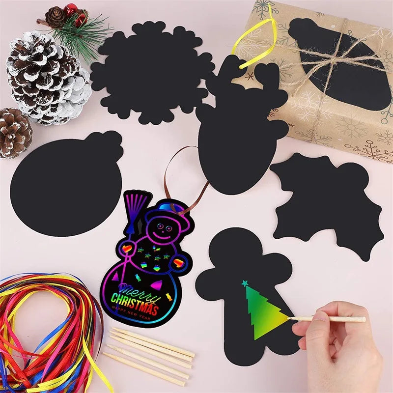 24Pcs Animal DIY Toys Scratching Painting Paper Alien Scratching Painting Colorful Scratching Paper For Kids