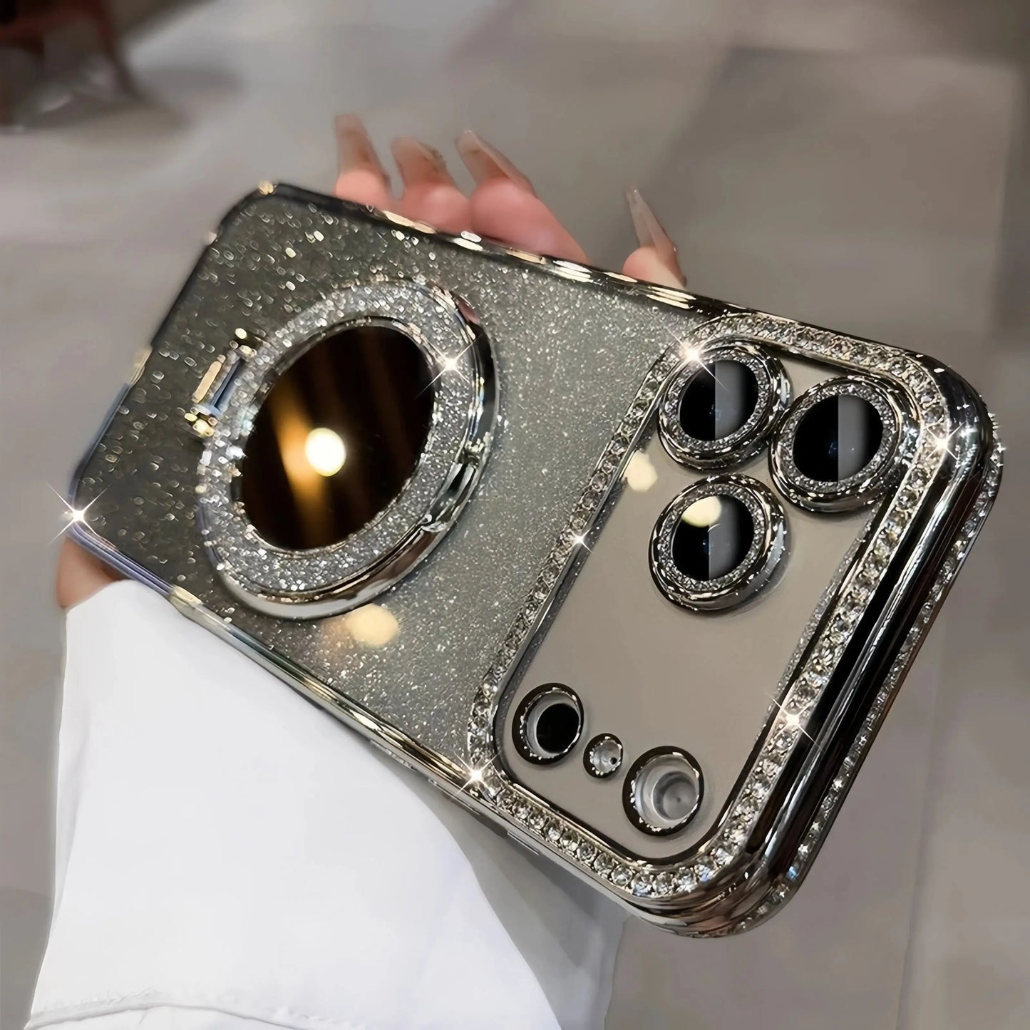 Glitter Mirror Case For iPhone 17 Pro Max 16 15 14 13 Diamond Makeup Cover
