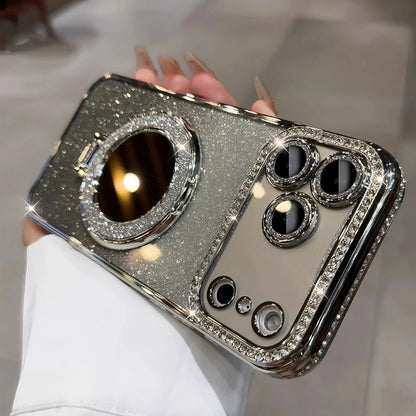 Glitter Mirror Case For iPhone 17 Pro Max 16 15 14 13 Diamond Makeup Cover