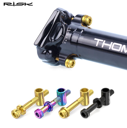 Risk 2pcs M5*30/40mm Titanium alloy Bicycle Seat Post Fixing Bolts MTB Road bike Seatpost Saddle Fixed Screws