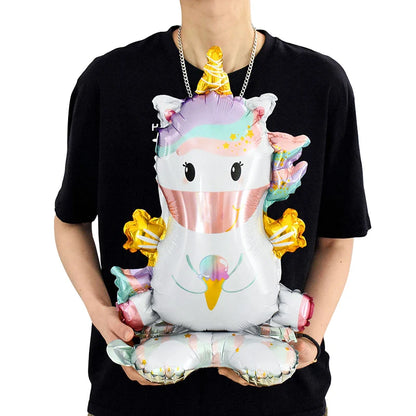1pc 4D Rainbow Unicorn Foil Balloons For Girls Unicorn Birthday Decor Kids Jungle Birthday Party Elephant Animal Standing Ballon