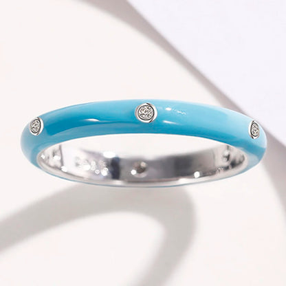 Rainbow Color Enamel Finger Rings for Women with Dazzling CZ Stone Exquisite Fashion Female Accessories Party Jewelry Hot