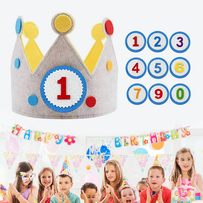 Adjustable Birthday Hat Princess Birthday Felt Hat children's Birthday Decoration Hallowen Cosplay Crown Photo Props Party Decor