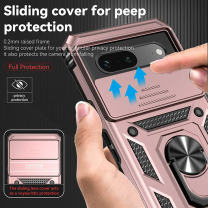 Shockproof Hybrid Dual Layer Magnetic Metal Ring stand Case For Google Pixel 9 8 7 Pro 6 6A 7A Slide Camera Lens Protetion Cover