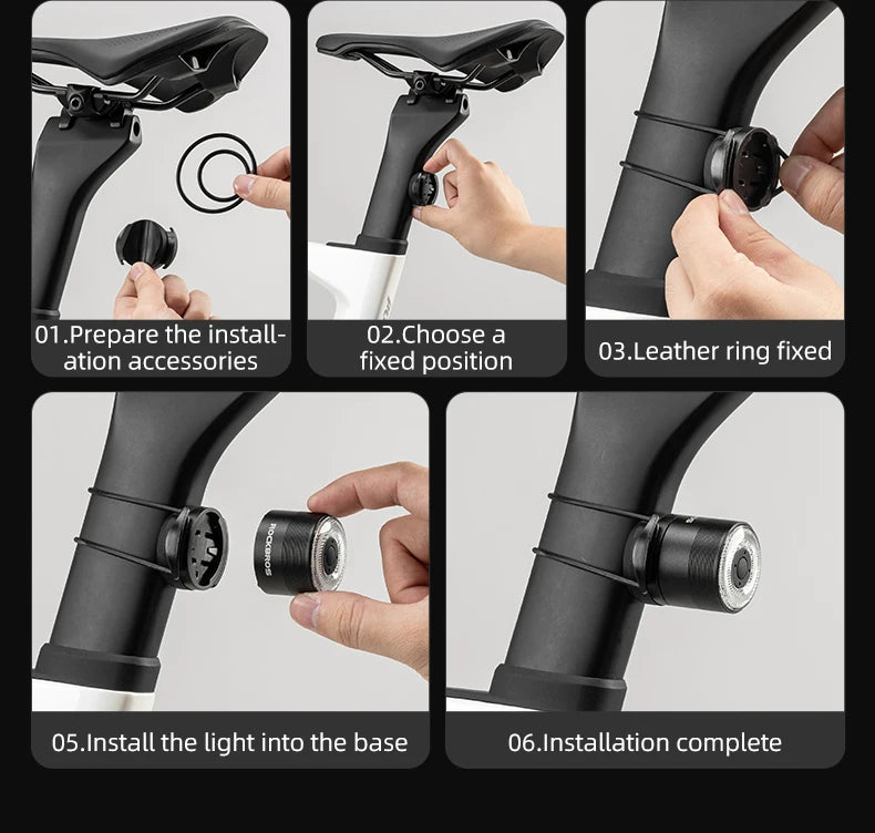 ROCKBROS Bicycle Tail Light Smart Brake Sensing Rear Bike Light Aluminum Waterproof Type-C MTB Road Warning Cycling Taillight