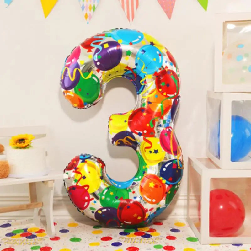 Digital Number Balloon, Aluminum Foil, Gradient Rainbow, Birthday Party, Wedding, Christmas Decoration, 40"