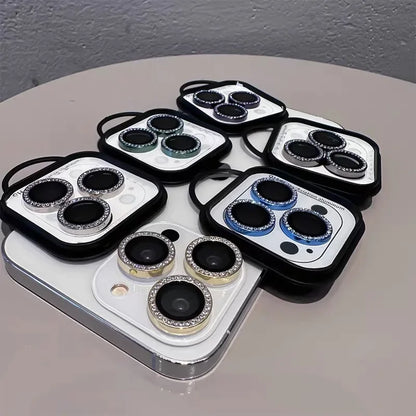 2-3Pcs Diamond Camera Lens Protector For IPhone 12 13 14 15 16 Pro Max Back Mini Cover Lens Ring Glass For IPhone 14 15 Plus Fil
