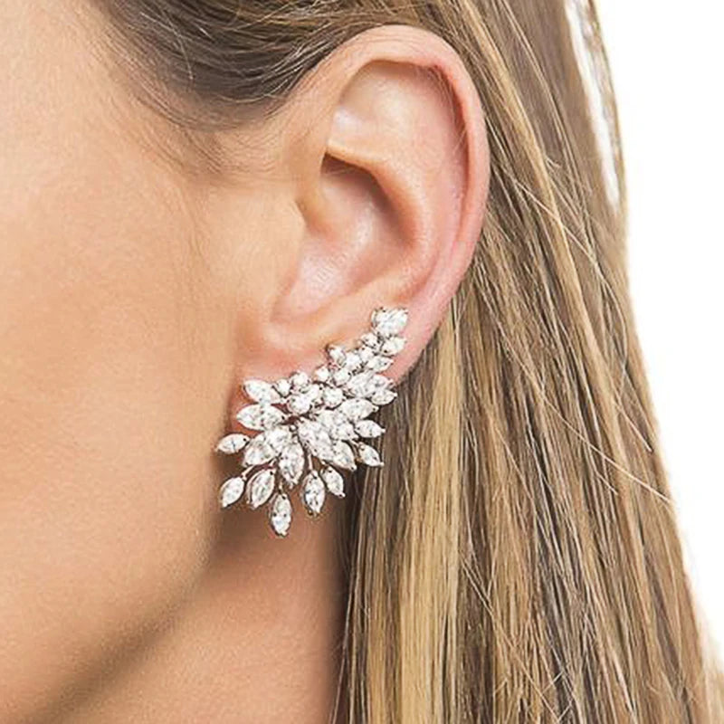 Sparkling Women's Cubic Zirconia Stud Earrings Gorgeous Female Wedding Party Fashion Ear Piercing Accessories New Jewelry