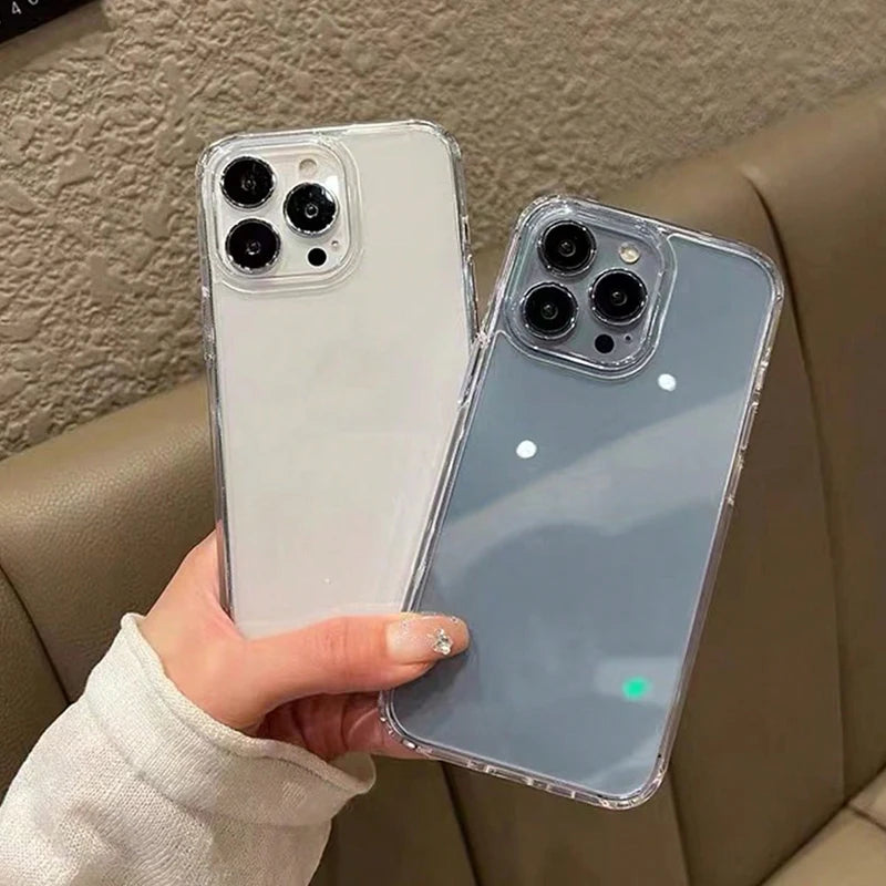 2PCS High Quality Acrylic Transparent Smooth Glossy Phone Case For iPhone 17 16 Pro Max 15 14 13 12 11 XS X XR 7 8 Plus 16 Cover