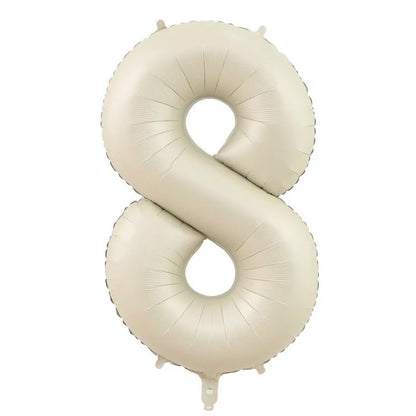 32/40inch Cream Caramel Big Number Foil Balloons 0 1 2 3 4 5 6 7 8 9 Balls White Color Wedding Birthday Party Decor Baby Shower