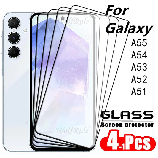 1/2/3/4PCS Full Cover Glass For Samsung A55 Glass Samsung Galaxy A55 Tempered Glass 9H Screen Protector Samsung A55 A52 A53 A54