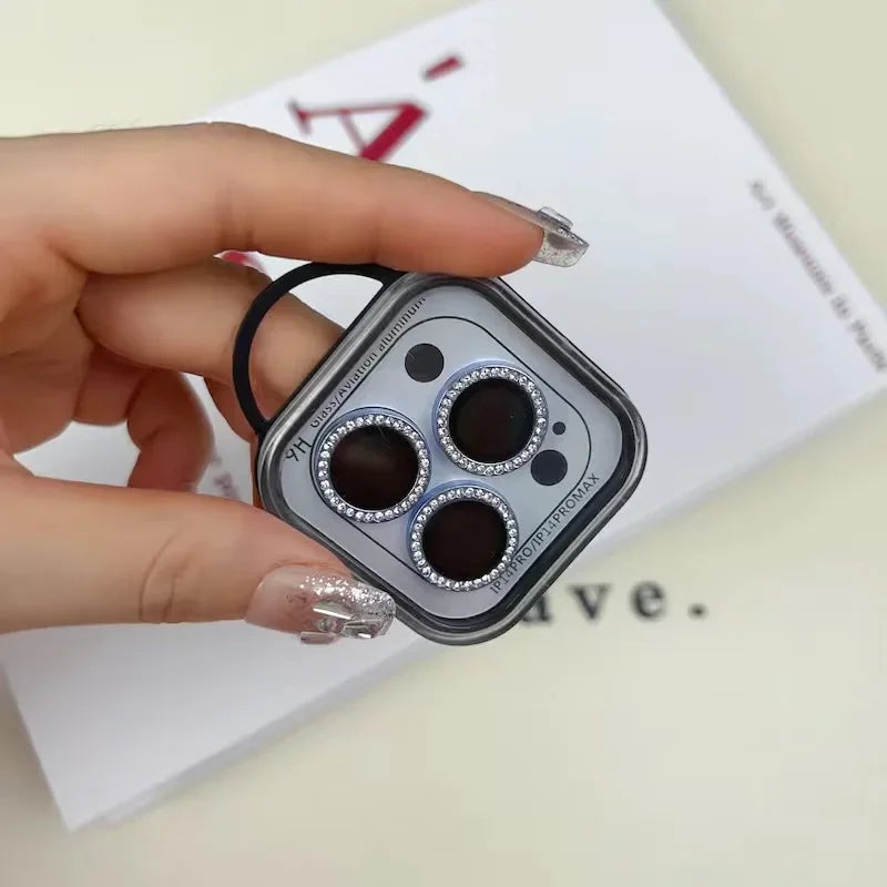 2-3Pcs Diamond Camera Lens Protector For IPhone 12 13 14 15 16 Pro Max Back Mini Cover Lens Ring Glass For IPhone 14 15 Plus Fil
