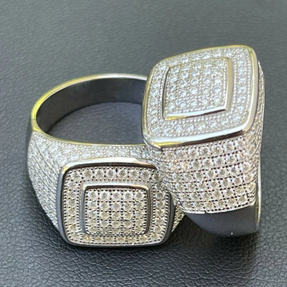 Luxury Full Bling Iced Out Finger Ring Female Trendy Gorgeous Party Jewelry with Shiny Zirconia High-quality Wedding Band