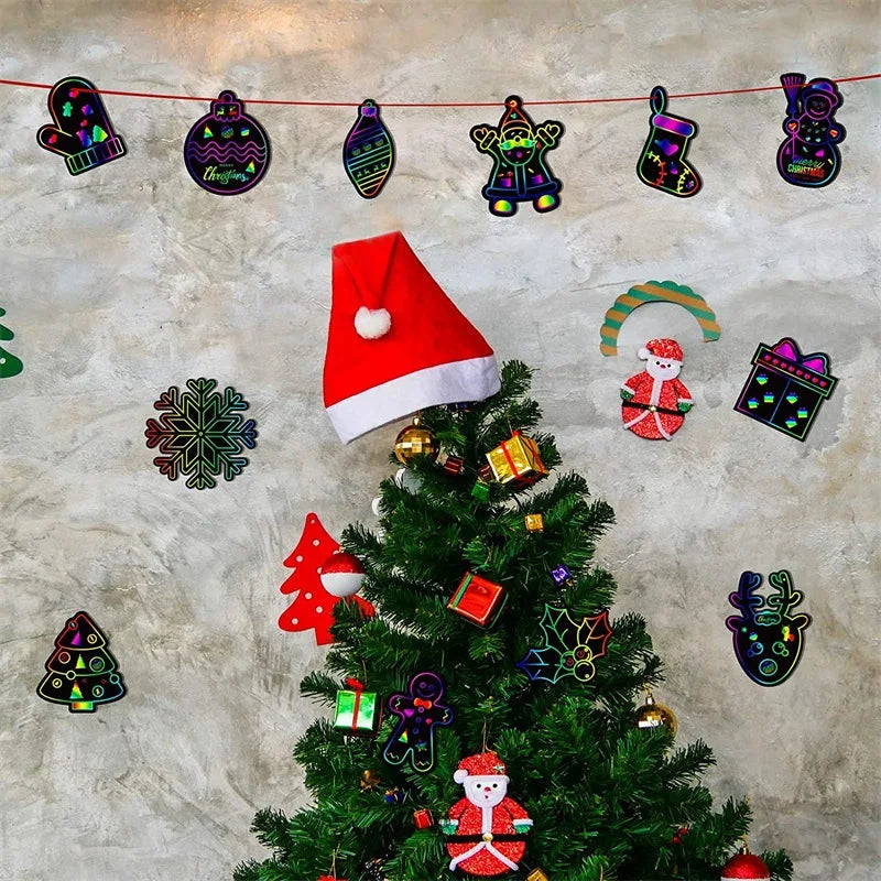 24Pcs Animal DIY Toys Scratching Painting Paper Alien Scratching Painting Colorful Scratching Paper For Kids