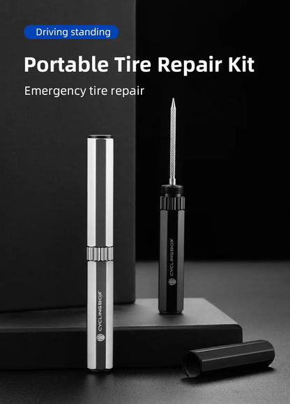 Bicycle Tubeless Tire Repair Kit MTB Bike Tyre Plug Puncture Flat Fix Patch Repairing Rubber Bacon Strips and Insertion Tool Set