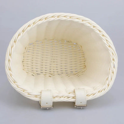 Front Handlebar Bicycle Basket Multifunction Traditional Bicycle Basket Waterproof Hand Woven Bike Basket for Kids Children Bike