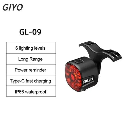 Smart Brake Bicycle Rear Light Auto on/Off Stop Signal Brake Road Bike LED Taillight Type-C Charge MTB Cycling Safety Flash Lamp