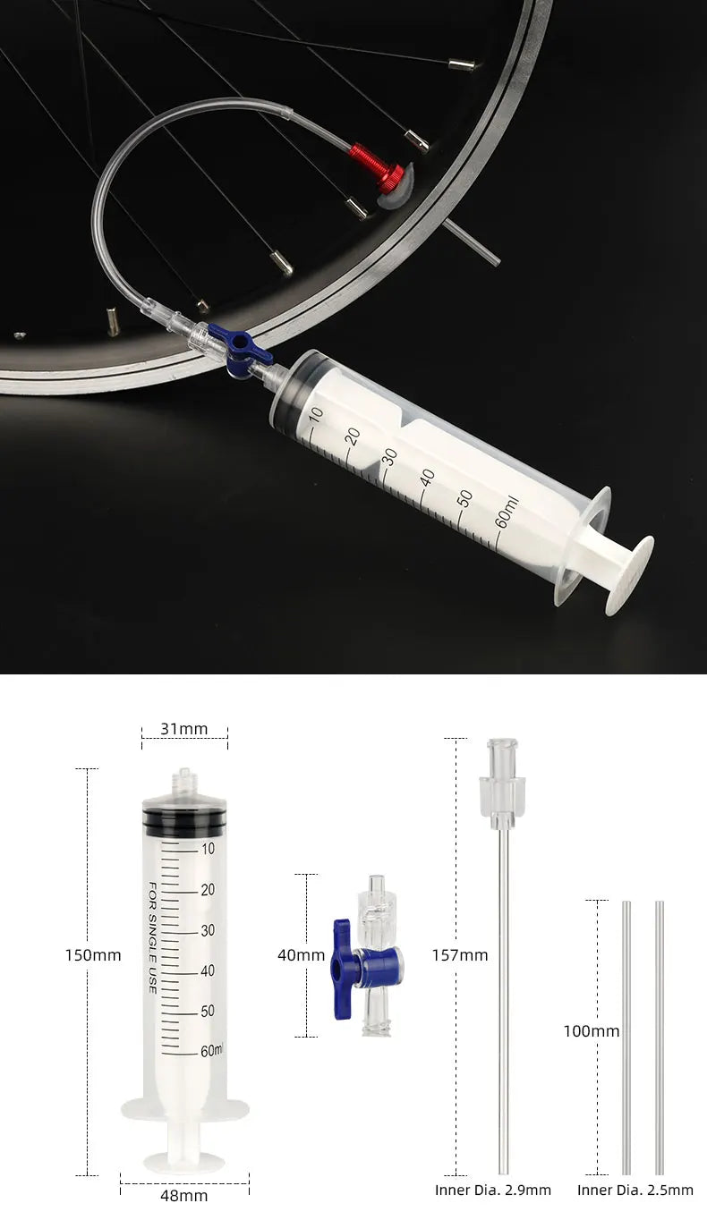 MTB Road Bike Tubeless Tire Liquid Injection Tool 60ml Tyre Sealant Syringe Bicycle Accessories  Valve Core Removal Tool Optiona