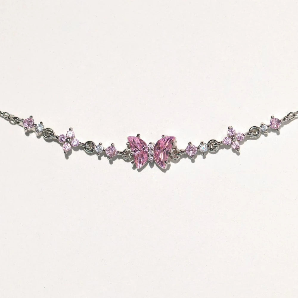 Instagram Style Cute and Sweet Bracelet Love Zircon Butterfly Festival Bracelet Women's Valentine's Day Gift Jewelry