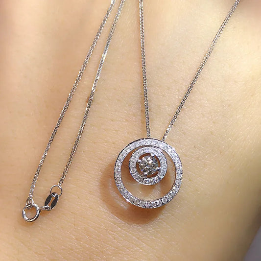 Dazzling Circle Pendant Necklace Women Fashion Luxury Bridal Wedding Necklace Versatile Girls Neck Accessories Jewelry