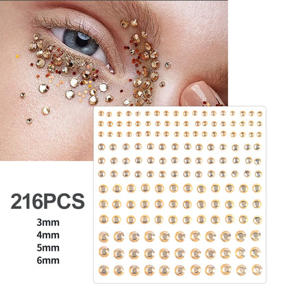 3D Face Eyes Party Makeup Tattoo Sticker Acrylic Diamond Rhinestones Sticker Self-adhesive Mixed Crystal Face Decoration Sticker