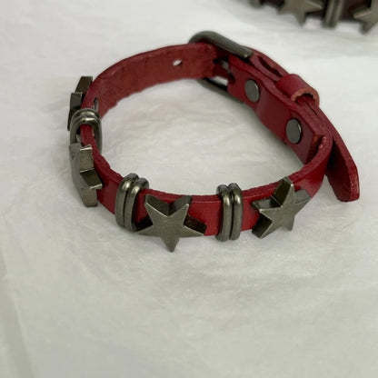 E0BF Goth Vintage Star Leather Alloy Bracelets For Women Men Gothic Retro Couple Bracelet Rock Party Jewelry Accessory-Decor