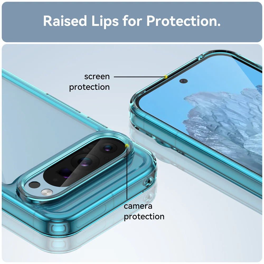 Fashion Transparent Acrylic Case For Google Pixel 9 8 7 Pro 8 7 A Colorful Hard Clear Shockproof Thin Cover For Pixel 9 Pro XL