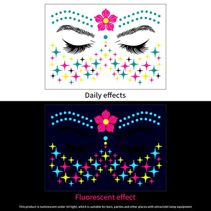 3D Face Eyes Party Makeup Tattoo Sticker Acrylic Diamond Rhinestones Sticker Self-adhesive Mixed Crystal Face Decoration Sticker