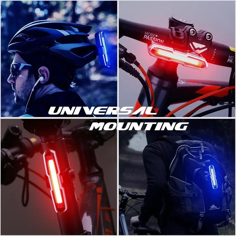 Bicycle Tail Light USB Rechargeable Bike Taillight Solar Power Long Endurance Cycling Rear Lamp Bright Mtb Warning Flashlight