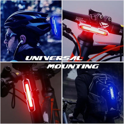 Bicycle Tail Light USB Rechargeable Bike Taillight Solar Power Long Endurance Cycling Rear Lamp Bright Mtb Warning Flashlight