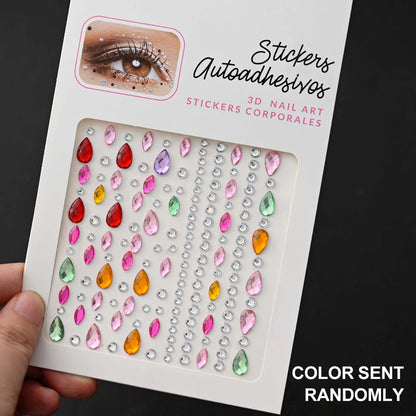 1Pcs Face Diamond Gem Sticker 5D Colorful Rhinestone Tattoo Eyeshadow Stickers fo Festival Nail Body Makeup Bling Jewel DIY Deco