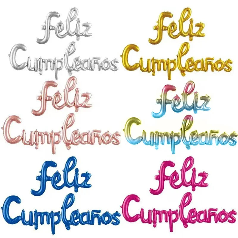 16-inch Spanish Happy Birthday Foil Balloon Set Birthday Party Decoration Feliz Cumpleaños Balloon Home Room Decor Birthday Gift