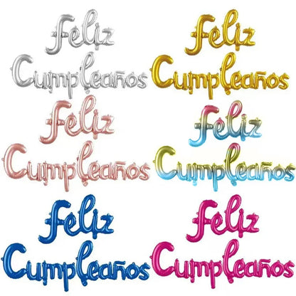 16-inch Spanish Happy Birthday Foil Balloon Set Birthday Party Decoration Feliz Cumpleaños Balloon Home Room Decor Birthday Gift