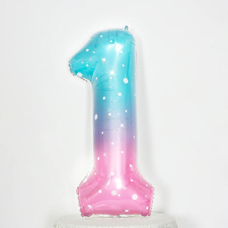 Digital Number Balloon, Aluminum Foil, Gradient Rainbow, Birthday Party, Wedding, Christmas Decoration, 40"