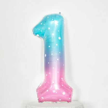 Digital Number Balloon, Aluminum Foil, Gradient Rainbow, Birthday Party, Wedding, Christmas Decoration, 40"