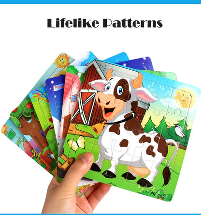 Baby Toys 20Piece Wooden Puzzle Cartoon Animal Vehicle 3D Jigsaw Puzzle Game Montessori  Educational Toys For Children Gifts