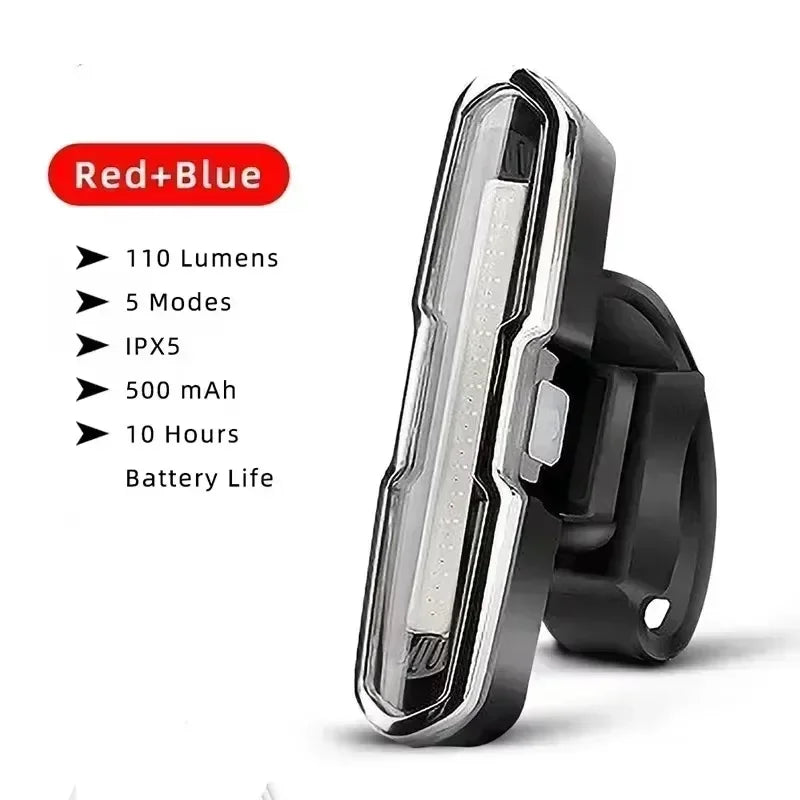 Bicycle Tail Light USB Rechargeable Bike Taillight Solar Power Long Endurance Cycling Rear Lamp Bright Mtb Warning Flashlight