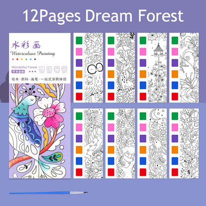 12/20 Sheets Watercolor Painting Book Portale Coloring Books Graffiti Picture Book Educational Drawing Coloring Toys for Kids