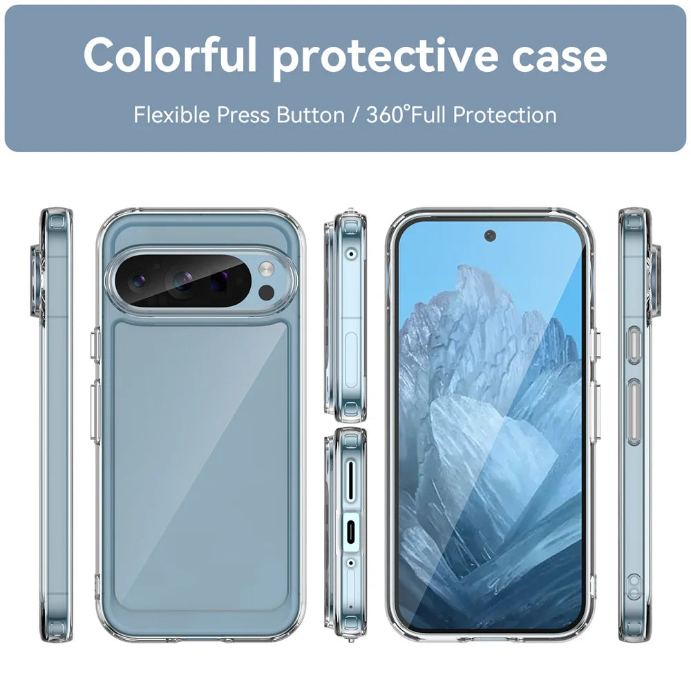 Fashion Transparent Acrylic Case For Google Pixel 9 8 7 Pro 8 7 A Colorful Hard Clear Shockproof Thin Cover For Pixel 9 Pro XL