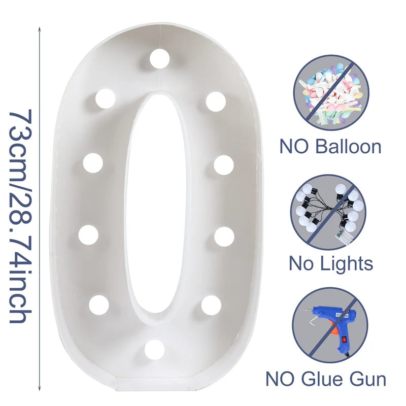 Giant Birthday Figure Led Light Balloon Filling Box 1st Birthday Balloon Number 30 40 50 Balloon Frame Wedding Decor Baby Shower