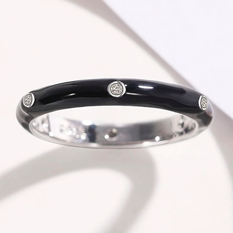 Rainbow Color Enamel Finger Rings for Women with Dazzling CZ Stone Exquisite Fashion Female Accessories Party Jewelry Hot