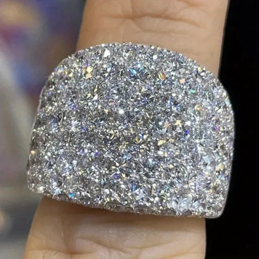 Bling Bling Crystal Cubic Zirconia Rings Gorgeous Wedding Band Accessories for Women Luxury Silver Color Female Jewelry